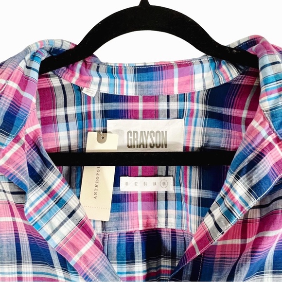 NWT Anthropologie Grayson The Hero Blue Motif Button Down Plaid Shirt - Picture 9 of 12